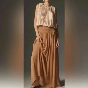 Anthropologie Camel or Peachy Tan Maxi floor length Skirt